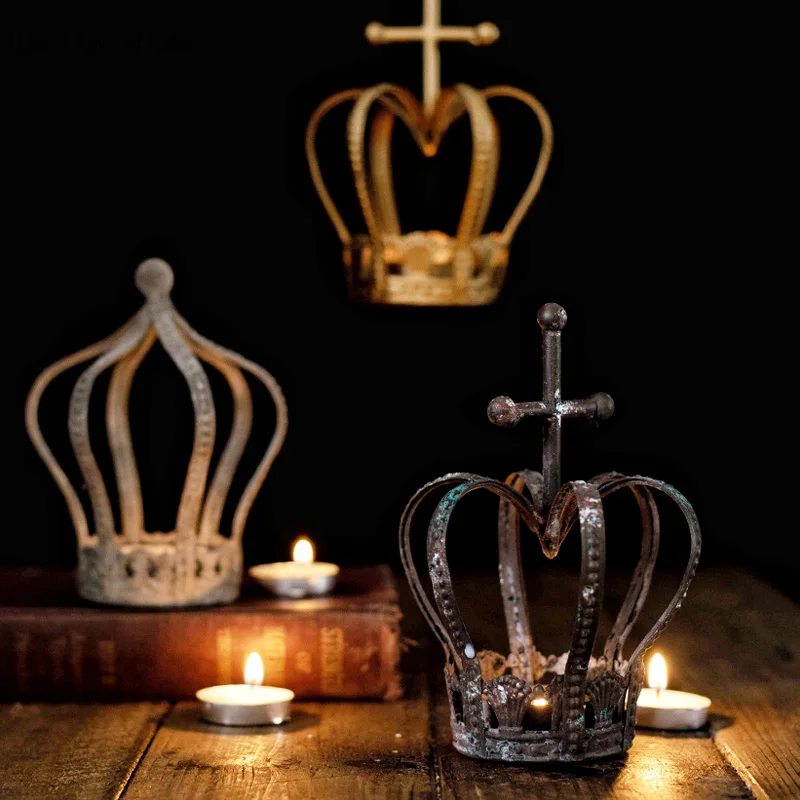 

beautiful decor vintage antique crown hanging metal tealight candle holder