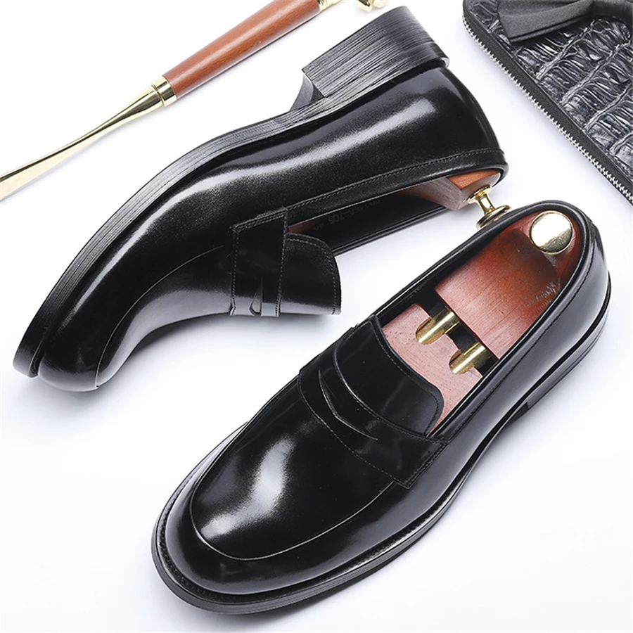 

Genuine leather men brogue Business Wedding banquet shoes casual flats shoes vintage handmade oxford shoes for men 2019 black