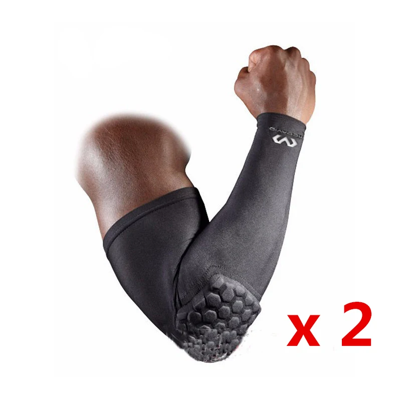 Сотовые налокотники, спортивные защитные гетры для рук, баскетбола, велоспорта, рукав для локтя, поддержка локтя, фитнес, защита для рук, чехол - Цвет: 1 pair Black