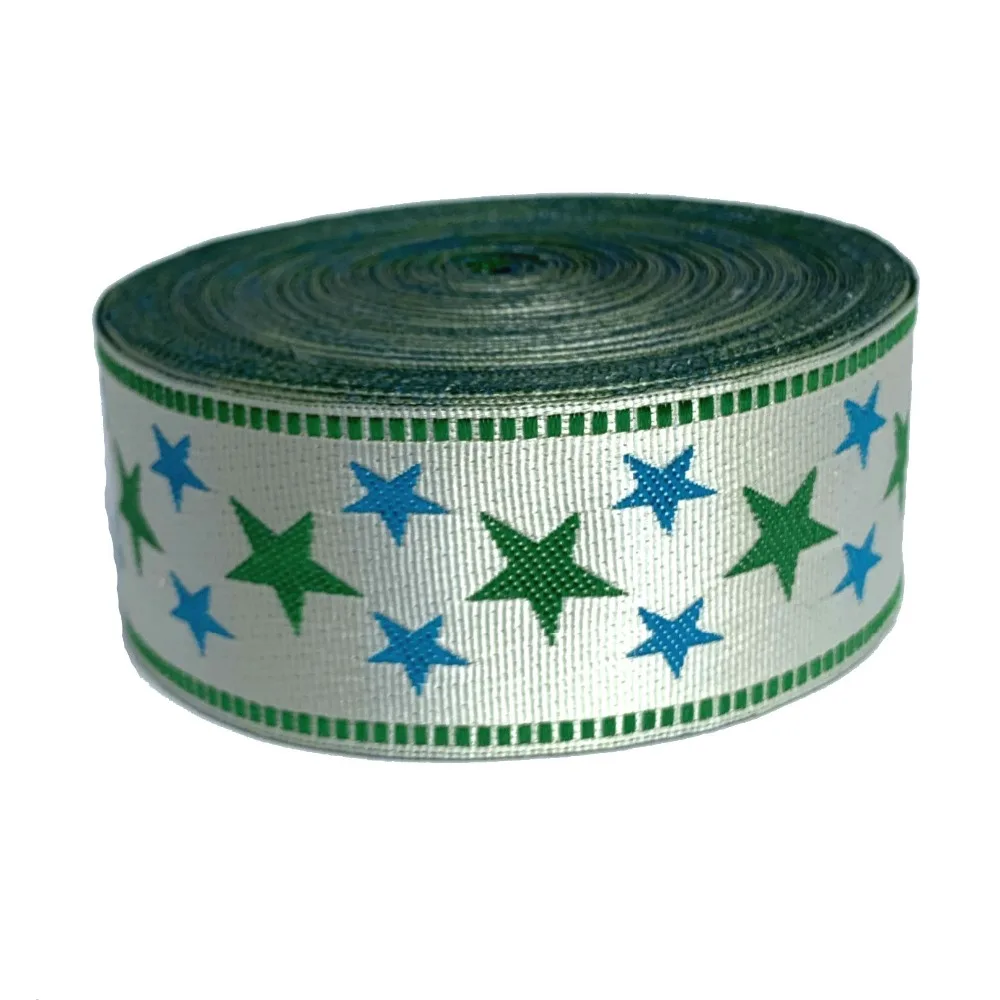 ZERZEEMOOY 34 MM 10yard/много DIY ручной работы аксессуары зеленый и синий пентаграмма тканые жаккардовая тесьма MZZD19032706