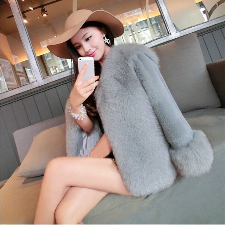 

Free Shipping Plus Size Women New Hot Fashion Winter Faux Fur Coat High Quality Rabbit Fur Coats Fur Jackets Slim Short Fur