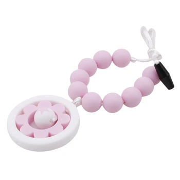 

Silicone Flower Pacifier BPA Free Baby Teether Hand made Funny Colorful Bead Clip Holder Pacifier Clips Soother Chain For Baby