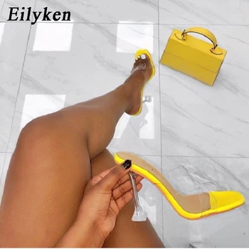 

Eilyken Sexy PVC Transparent Slippers Sandals Summer Fashion Ladies Crystal Mules High-heel Slippers Shoes size 35-42