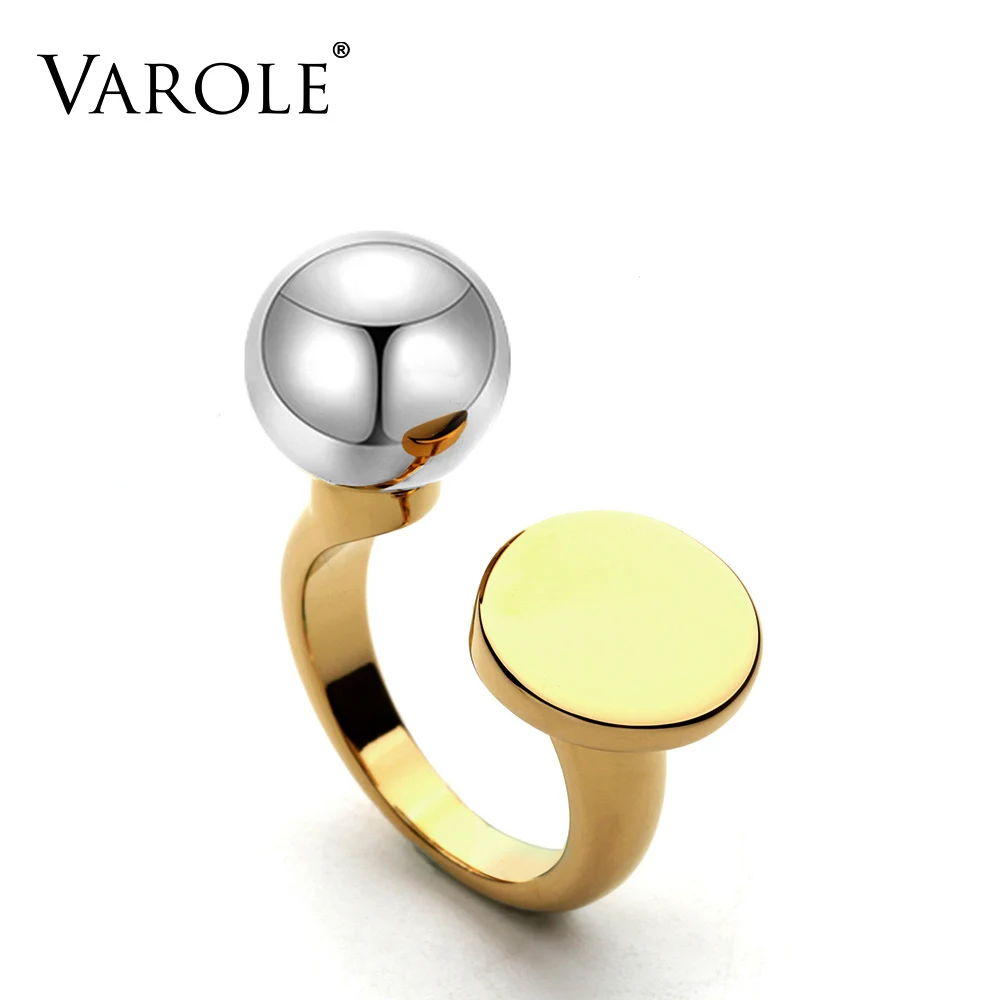 Модное кольцо VAROLE с шариком и круглым кольцом Средние Кольца для женщин