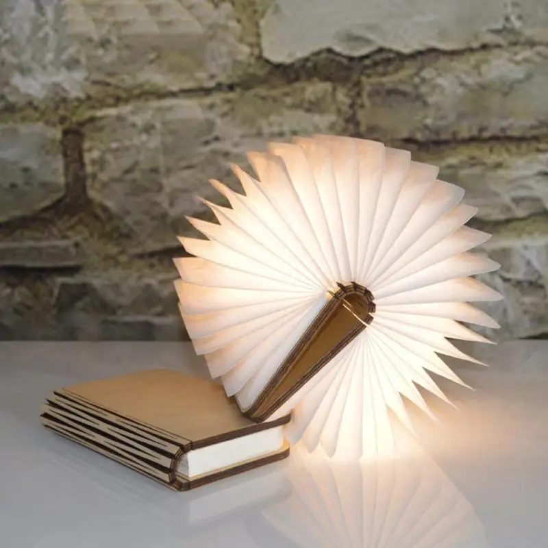 QL 17/QL 04 Wooden Folding USB Flip Book Light Led Bedside Table Lamp