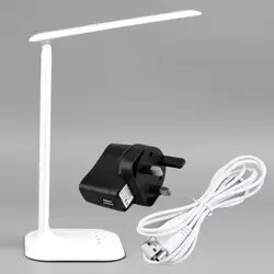 Светодио дный Настольная лампа с 5-уровень диммер USB/стены Зарядное устройство Регулируемый затемнения складной Touch Управление защита глаз