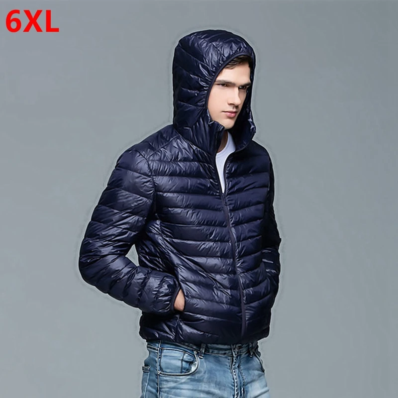 Autumn and winter new men's large size Lightweight down jacket hooded ...