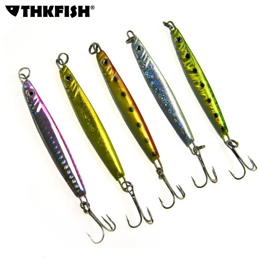THKFISH 5 Pcs 22g 9CM Lead Fishing Jigs Lures Saltwater Sea Iron Lead