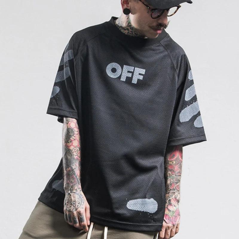 2017 Мужчины Лето Письмо Печатные Футболки Хип-Хоп Теэ Хлопок свободные