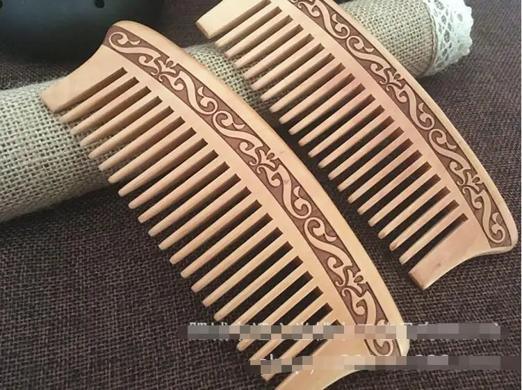 

2017 Natural Peach Wood Wide Tooth Combs Hair Styling Tool