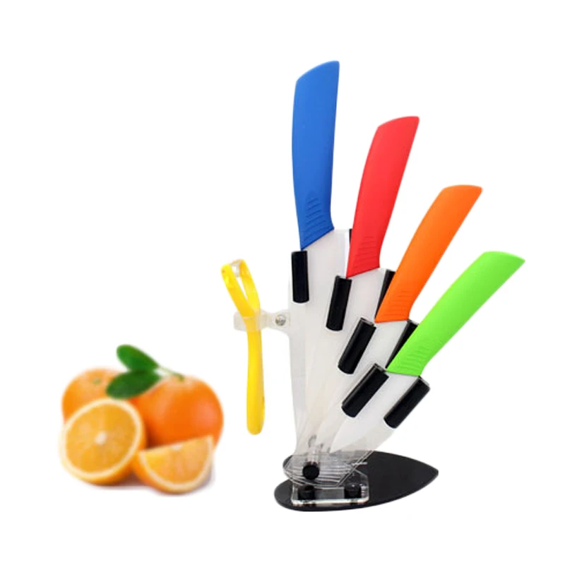 

2019 New 6pcs / Set Ceramic Knife Kitchen Fruit Knives With Holder Meat Cutter Colorful Hot Sale Kitchen Tool Cutter Meat Knives
