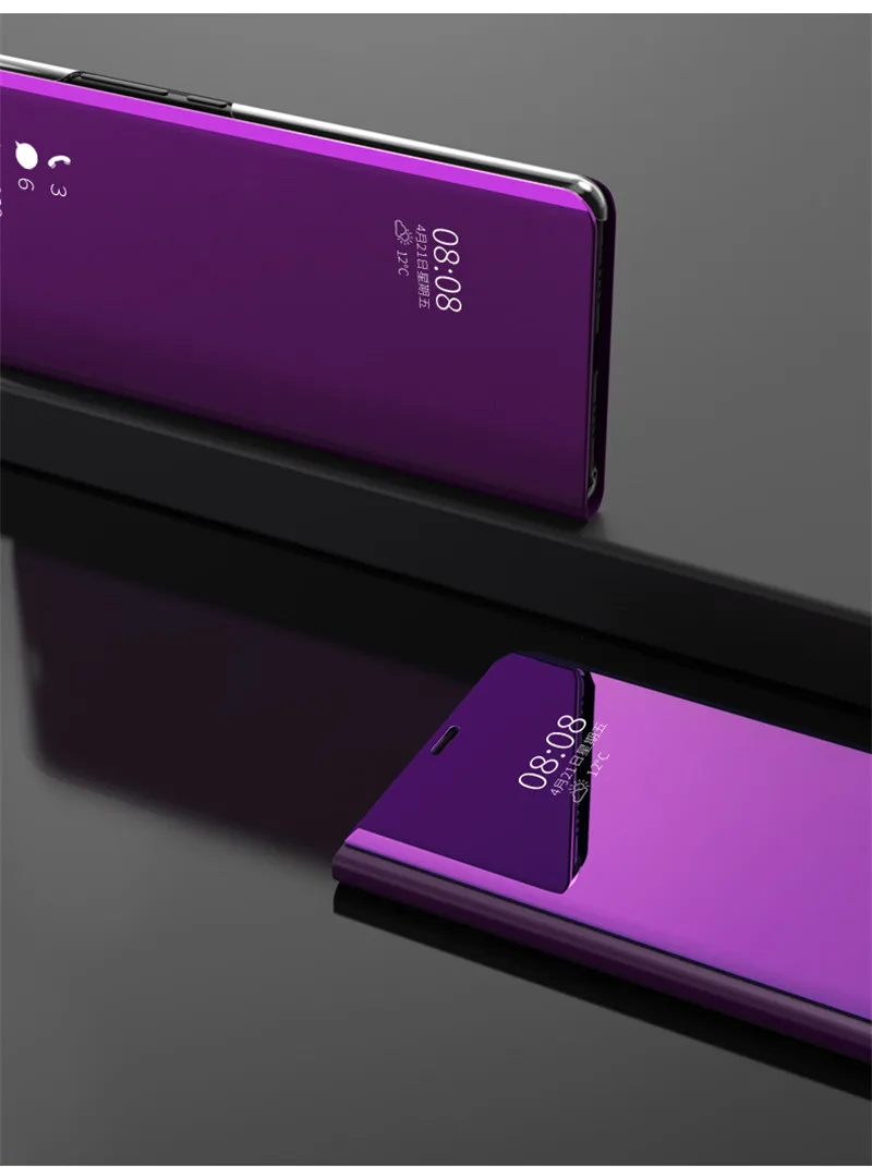 

Thouport Mirror Case For Huawei Honor 8A Flip Cases Plastic + Leather Cover Book Style Protector Stand Case For Honor 8A Play