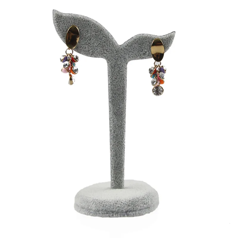 

New Arrival Grey Color Velvet Earring Display Stand Props Stud Earrings Holder Rack Storage Dangle Tree Fashion Women Jewelry