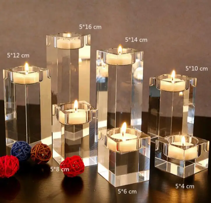 Квадратная форма с прозрачными кристаллами подсвечники акриловые Подсвечники