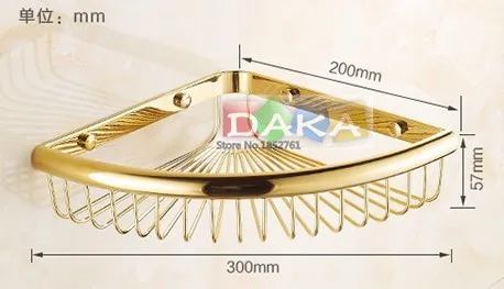 Роскошная золотая отделка Аксессуары для ванной шампунь и полка для косметики держатель корзины/латунный материал дизайн угловые полки