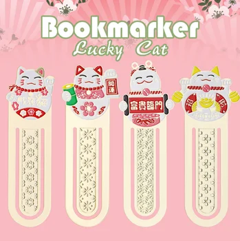 

1 Pcs Lovely Lucky Cat Bookmark Kawaii Carton Golden Matel Bookmarks lovely Gift Stationery Office and School Supplies 4 Design