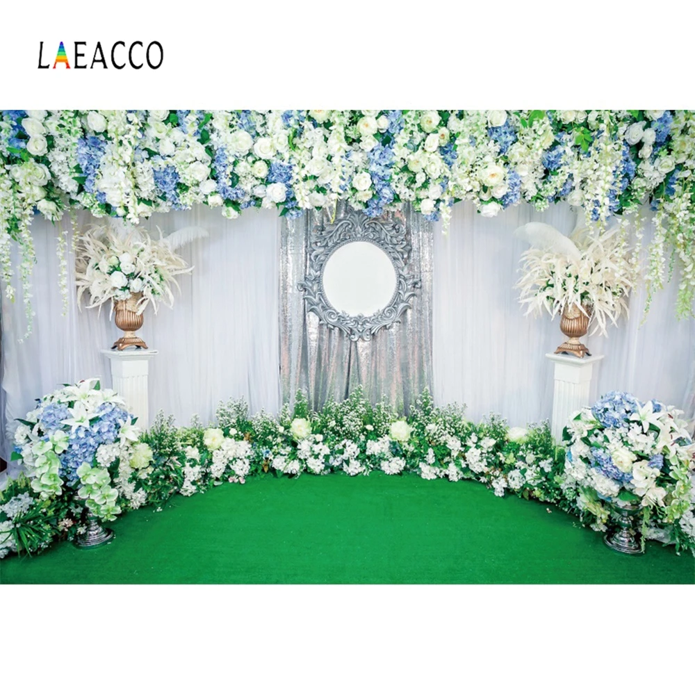 

Laeacco Wedding Photocall Party Roses Flowers Grassland Curtain Photography Backgrounds Photographic Backdrops For Photo Studio