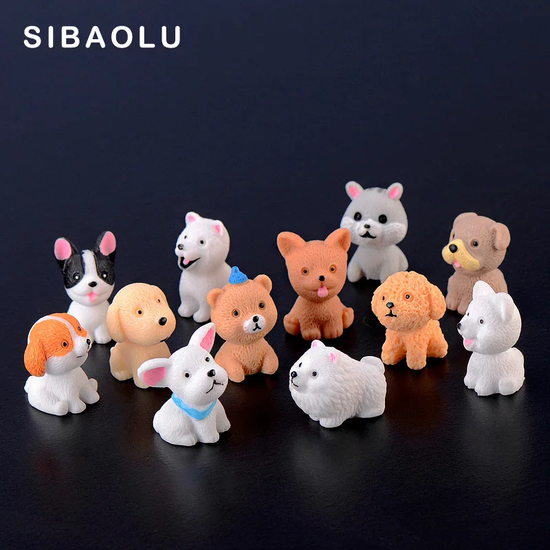 

Mini Dog Puppy figurine Cartoon Animal Model Resin Craft landscape home decor miniature fairy garden cake decoration accessories