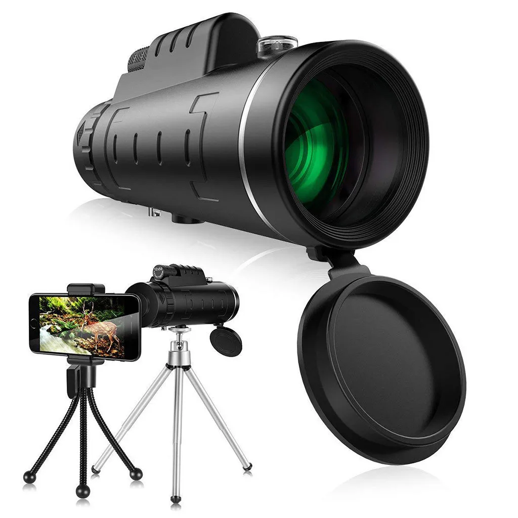 

40X60 HD Zoom Lens Optical Night Vision Telescope Binoculars Camera Monocular for Outdoor Hunting + Phone Bracket Clip Tripod
