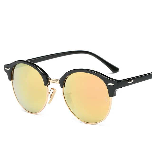 Hot Rays Sunglasses Women Popular Brand Designer Retro men Summer Style Sun Glasses Rivet Frame Colorful Coating Shades - Цвет линз: 4