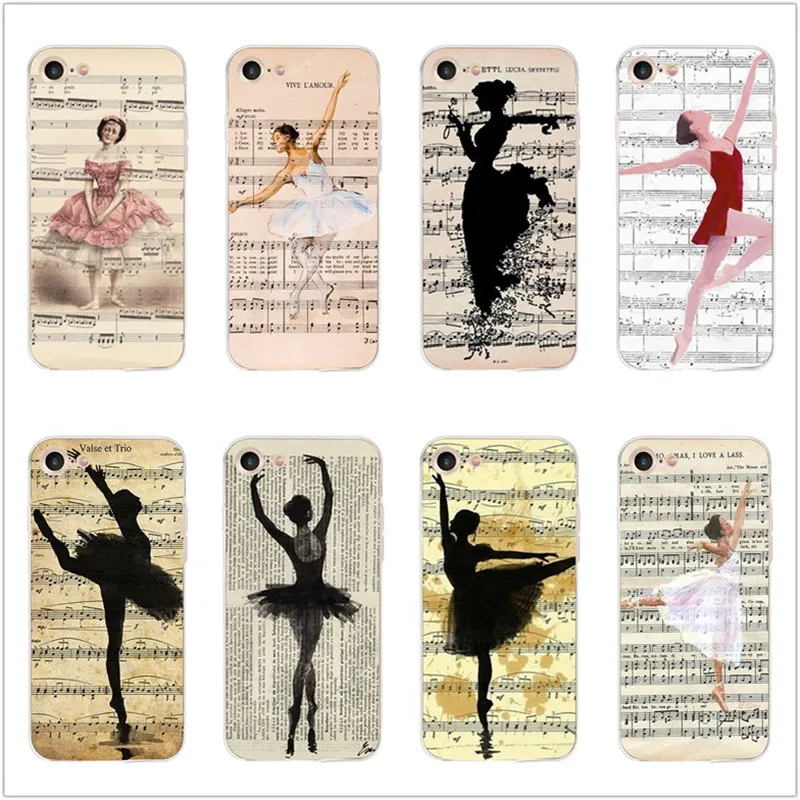 

Soft silicone cover Musical background Dancing girl phone case For iPhone Coque 5 5s 6 6s 7 8 plus X XS max XR se TPU shell