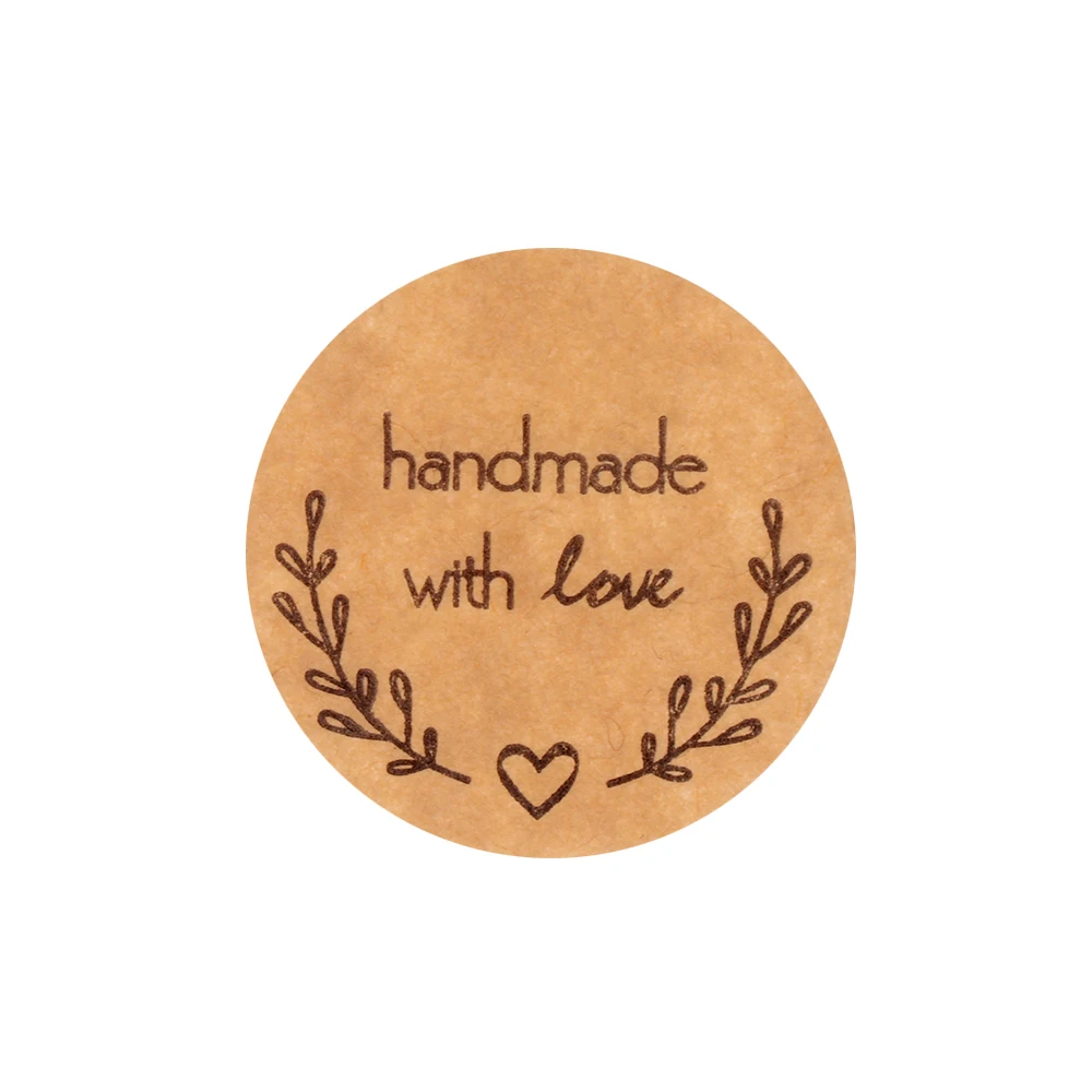 500 шт./рулон самоклеящиеся круглые бумажные наклейки с надписью Handmade with