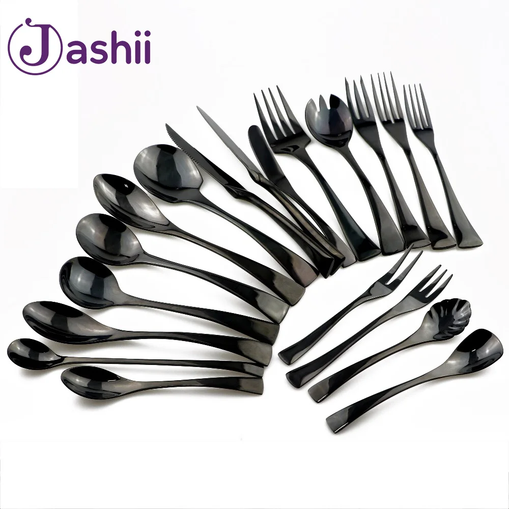 

Chic1 Piece Black Dinnerware Set 18/10 Stainless Steel Western Silverware Food Salad Tableware Sets Fork Steak Knife Cutlery Set