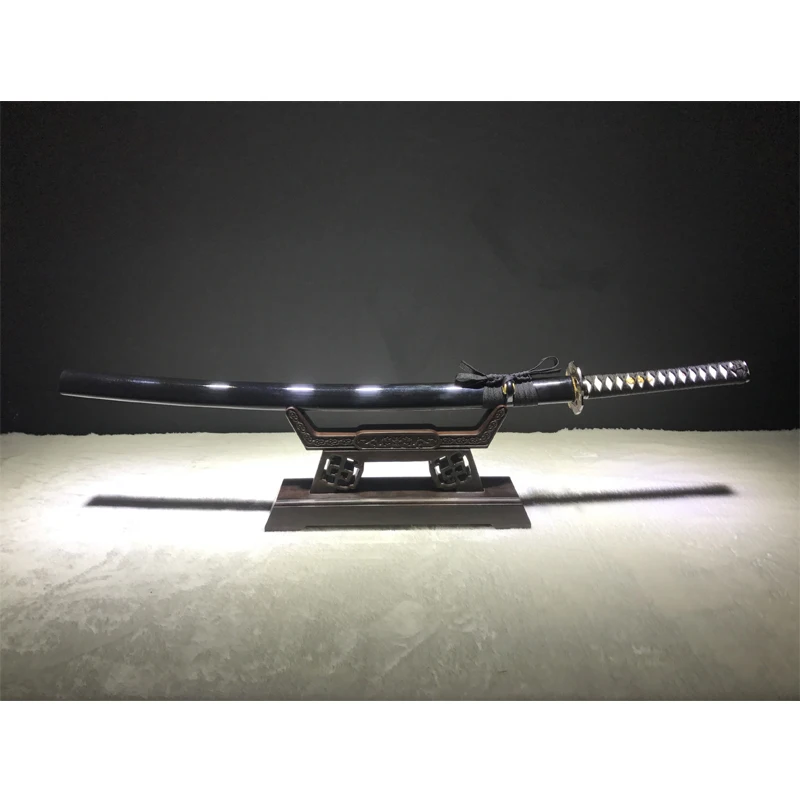Японский военный нож Katana 102 см рифленый железный черный деревянный футляр|sword