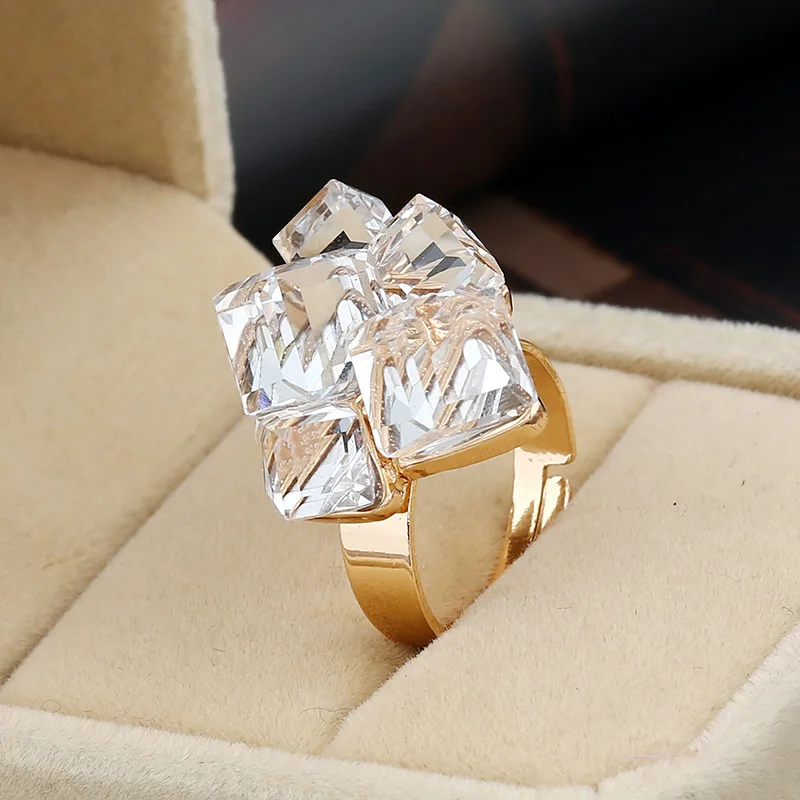Женские кольца Exquesite, черные, в стиле панк, с кристаллами, 1 шт., открытые, уникальные, на кончик пальца, кольца миди, открытые, золотые стразы, регулируемые кольца