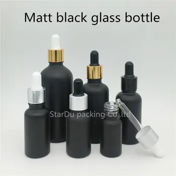 

high-quality 10ml,15ml,20ml,30ML 50ml 100ml Matt Black Glass Bottle With Dropper for Essential Oil ,Perfume bottle