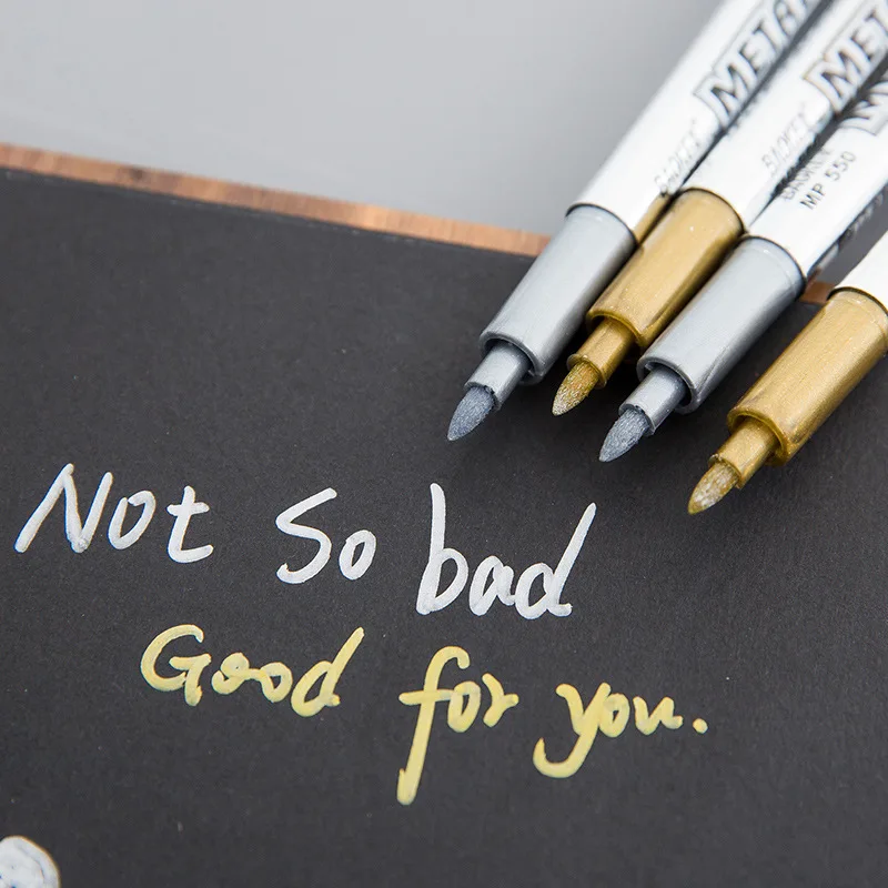 

Gold Silver Fast Dry Permanent Oil Marker Pens For Tires CD Fabric Waterproof Drawing Signature, Greeting Card Calligraphy Pen