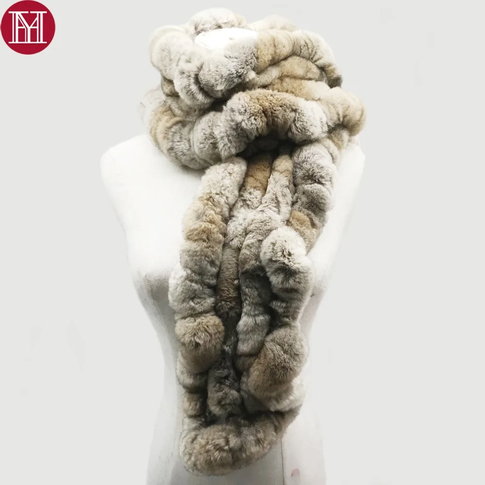 

Women Real Rex Rabbit Fur Scarf 100% Rex Rabbit Fur Worm And Soft Neckerchief 2019 Fashion Rabbit Fur Scarves Wholesale Retail