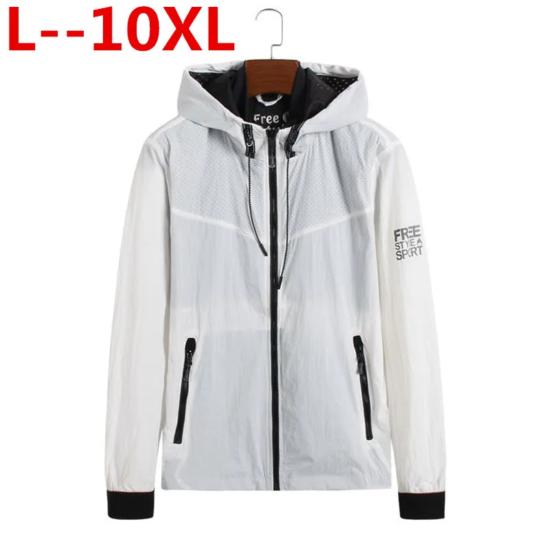 

10XL 8XL 6XL 5XL 2018 Spring New Jacket Men Loose Fit Jackets white color Men Windbreaker Casual Coats Outerwear Brand Clothing