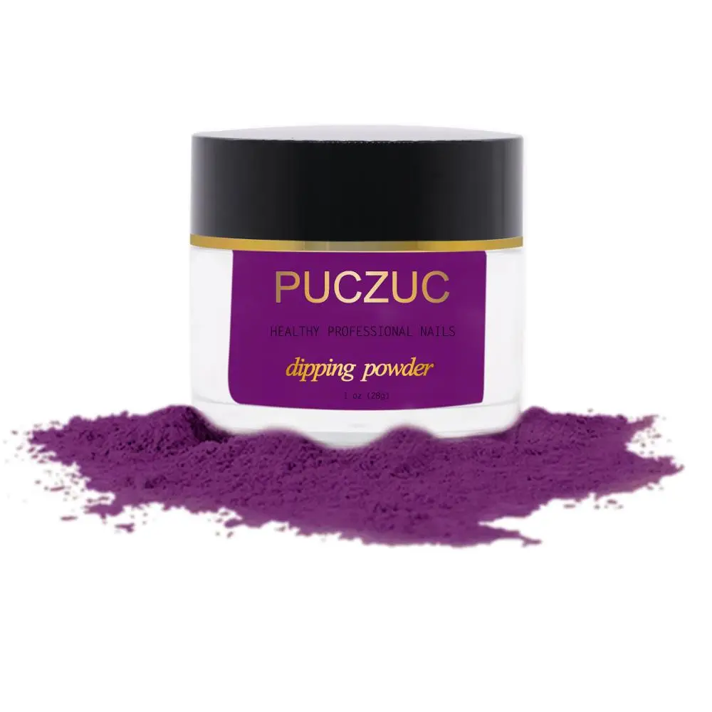 PUCZUC 1 OZ Full Set Dipping Powder Base Top Coat Kits DIY Dip Nail Powder Manicure Set Brush Saver Powder - Цвет: P035-1OZ