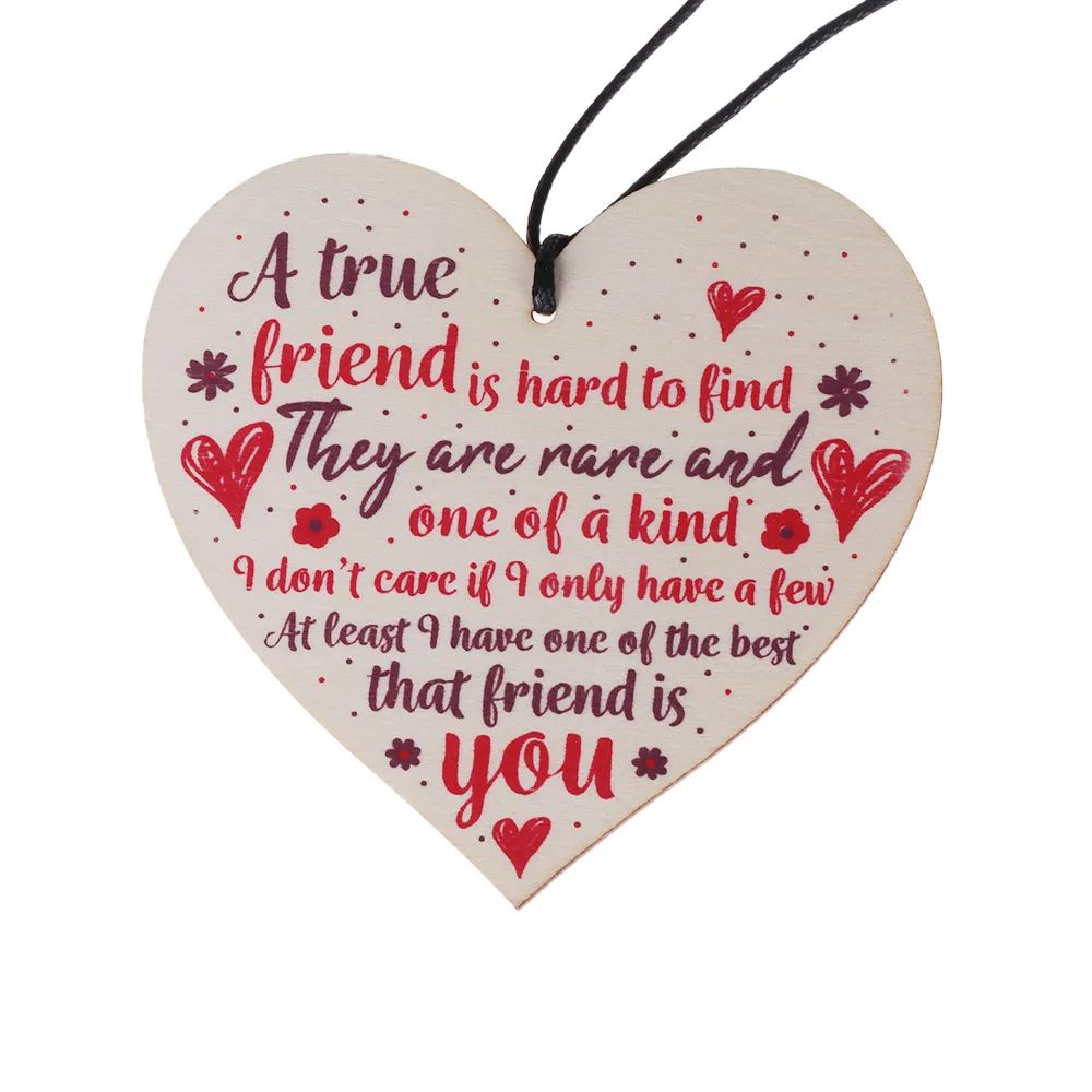 

1PC Gift Chic Wood Heart Thank You Hanging Sign Crafts Decoration True Friend Friendship Sign Best Friend Plaque