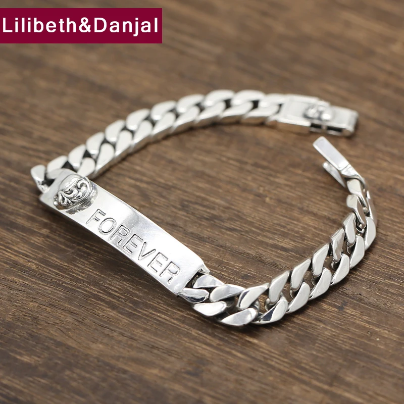 

Couple Bracelet 100% 925 Sterling Silver Jewelry for Men Women Punk fashion Letter Forwver Heart Chain Bracelet Bangle 2018 B54