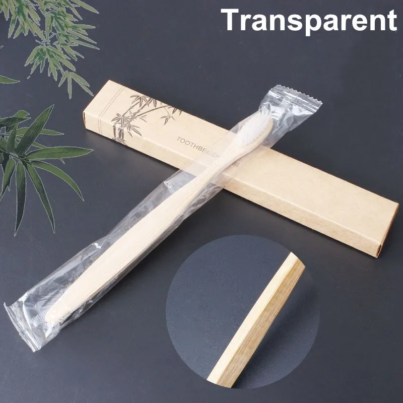 Натуральная бамбуковая ручка зубная щетка красочное отбеливание мягкая зубная щетка с бамбуковой щетиной Экологически чистая зубная щетка уход за полостью рта - Цвет: transparent