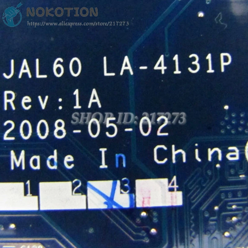 NOKOTION материнская плата для ноутбука Dell Vostro 1710 V1710 DDR2 безцп JAL60 основная 0Y185C с