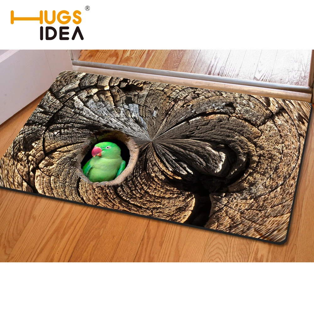 

HUGSIDEA Front Entrance Carpets 3D Tree Hole Owl Birds Carpet For Living Room Home Decoration Anti-Slip Door Floor Karpets Mats