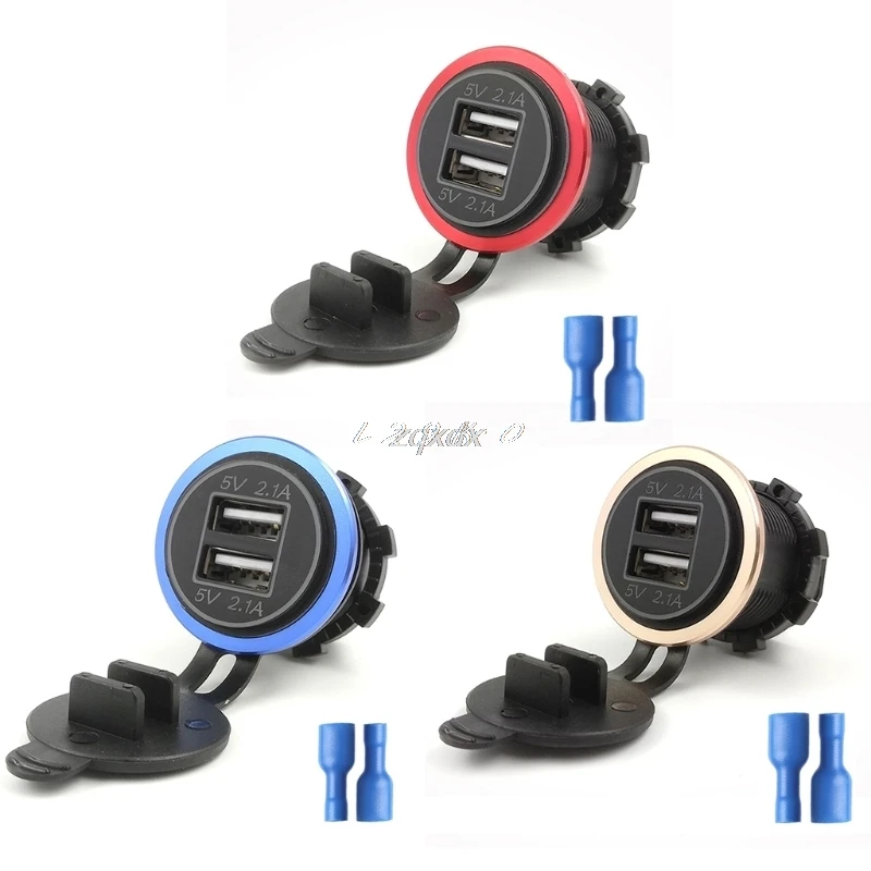 OOTDTY DC 12 V 24 V 4.2A دراجة نارية قارب سيارة شاحن USB مزدوج للجوال هاتف لوحي PC OOTDTY DC 12 V 24 V 4.2A دراجة نارية قارب سيارة شاحن USB مزدوج للجوال هاتف لوحي PC