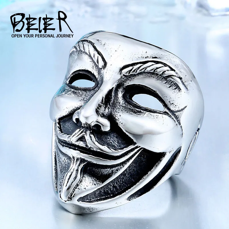 

BEIER Stainless Steel 2018 New For Vendetta V Mask Ring Jewelry Wholesale Factory Price BR8-208big