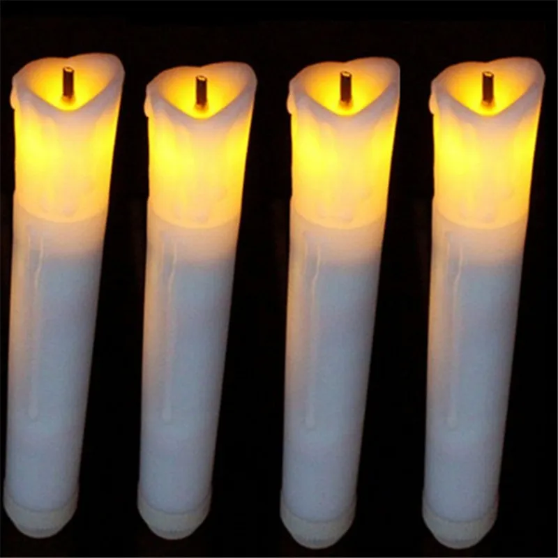 12 шт./лот беспламенная свеча с конической лампой тонкие на батарейках конические свечи декоративные столбы электрические конические свечи для ужина
