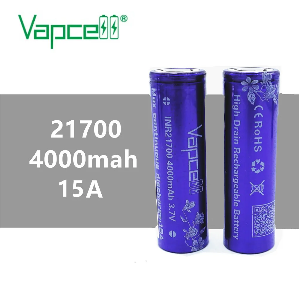 

2 pcs Original Vapcell INR21700 INR 21700 4000mah 15A HIGH POWER electronic smoke E-CIG INR Battery VS Keeppower