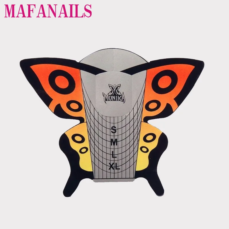 

Disposable XL Size Orange Silver Butterfly Nail Forms 100PCS Nail Art Guide Form For DIY Extension Sticker Tools , Free Shipping