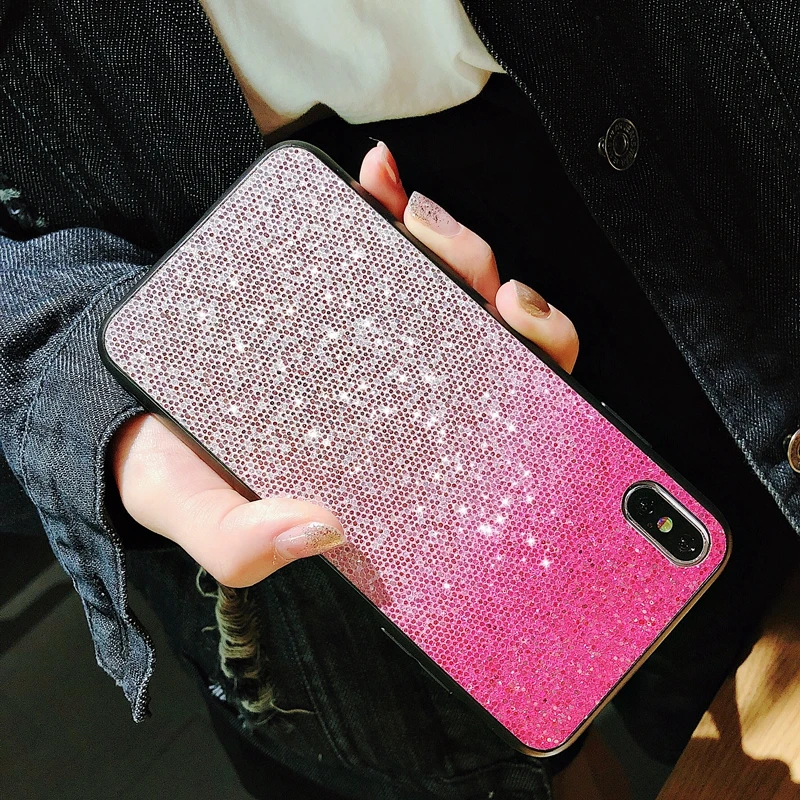 Luxury Gradient Glitter Phone Case For iphone 7 iphone 8 Bling Soft Silicone Cases For iphone 8 7 plus iphone 8plus 7plus Cover