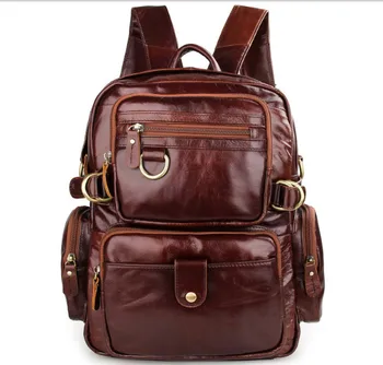 

Mountaineering casual men and women Genuine leather retro backpack