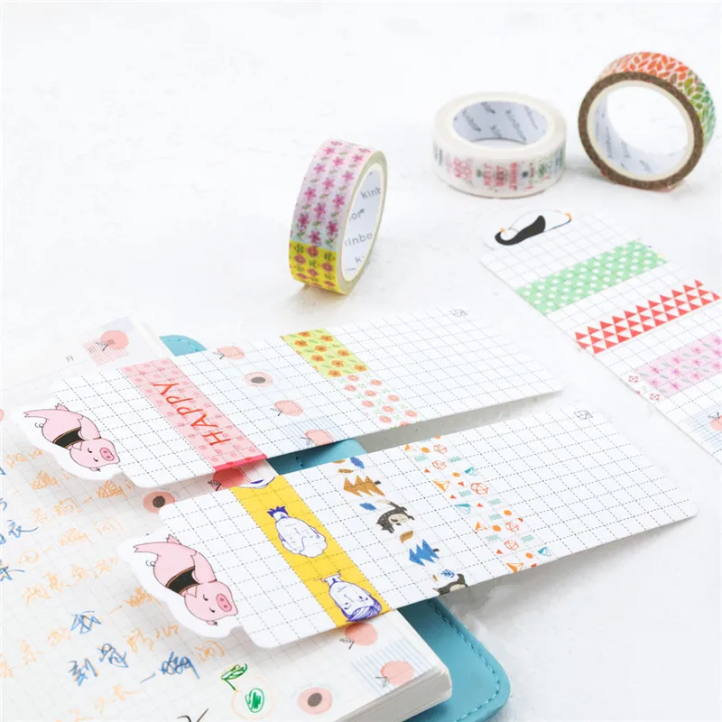 Happy Couple Cartoon PVC Washi Tape Storage Board Creative DIY Tool Japanese Masking Tape Carry Tools for Hobo Notebooks