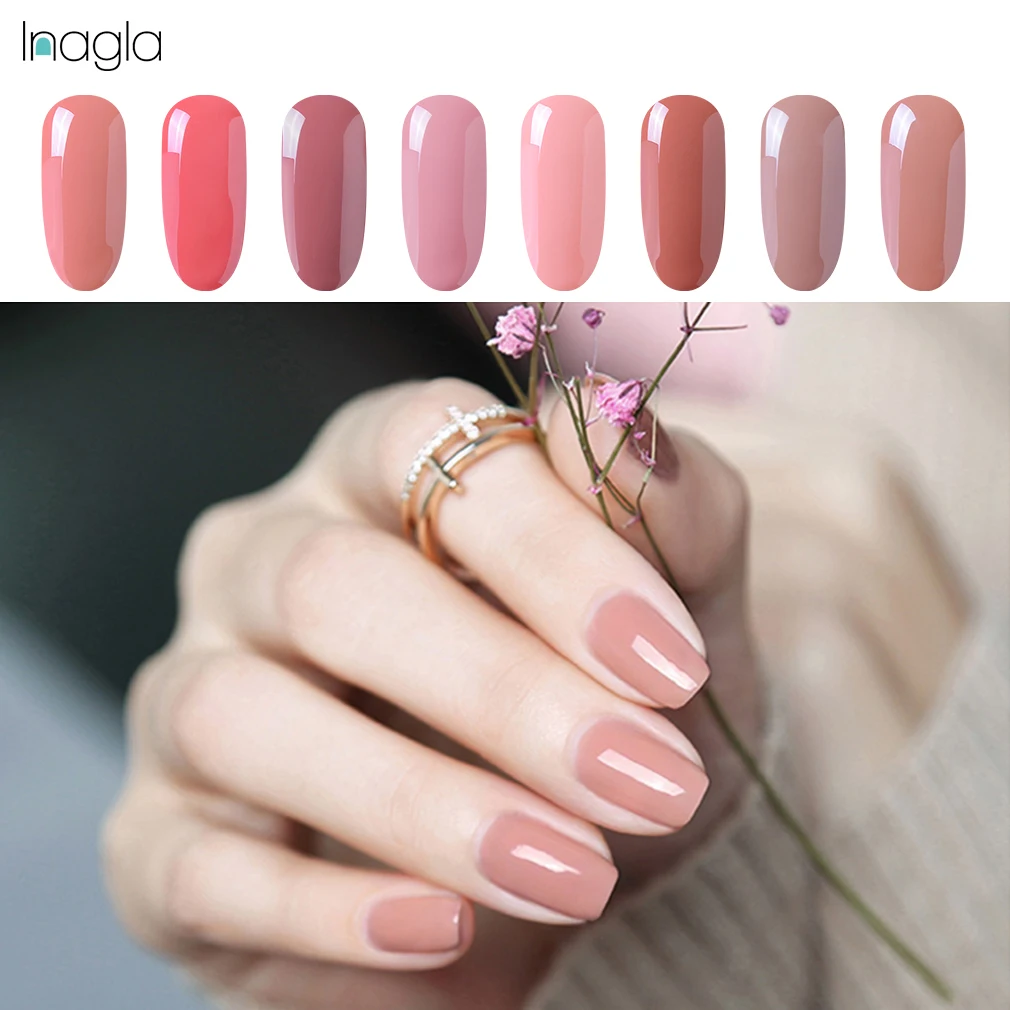 

Inagla 15ml Nude Gel Polish Top Base Coat 24 Gorgeous Colors Soak Off UV LED Nail Art Design Varnish Gel Lacquer