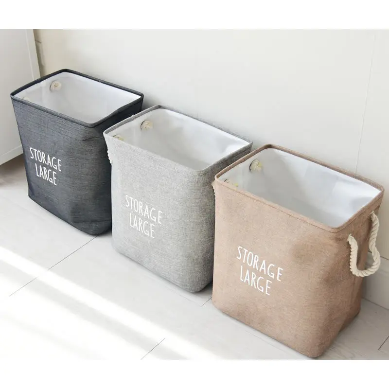 Large Laundry Bag Canvas Clothing Storage Baskets Home Clothes Barrel Bags Kids Toy Storage ...