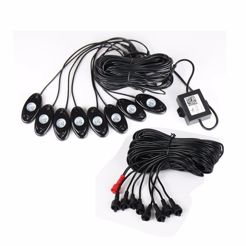 

1 Cable with 8 Mobile Phone Bluetooth Control Colorful RGB Atmosphere Lamp Car LED Control Light Vehicle Bottom Lamp